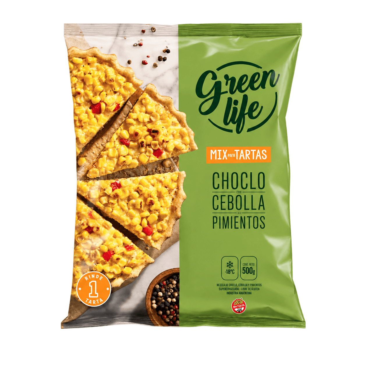 Green Life Mix Tartas Choclo, Cebolla y Pimientos - 500 g