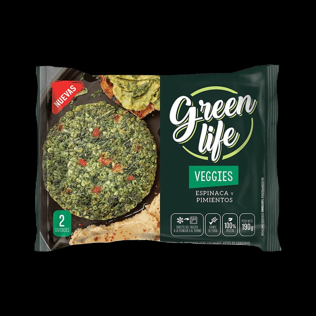 Green Life Veggies Espinaca y Pimientos - 190 g