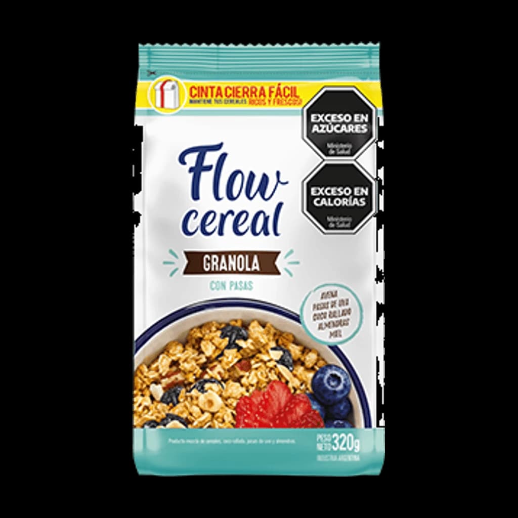 Flow Cereal Granola con Pasas - 320 g, 20 unidades