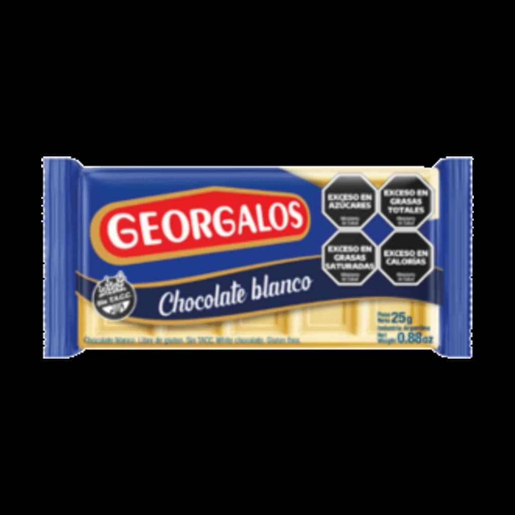 Georgalos Chocolate Blanco - 25 g, 24 unidades · Display