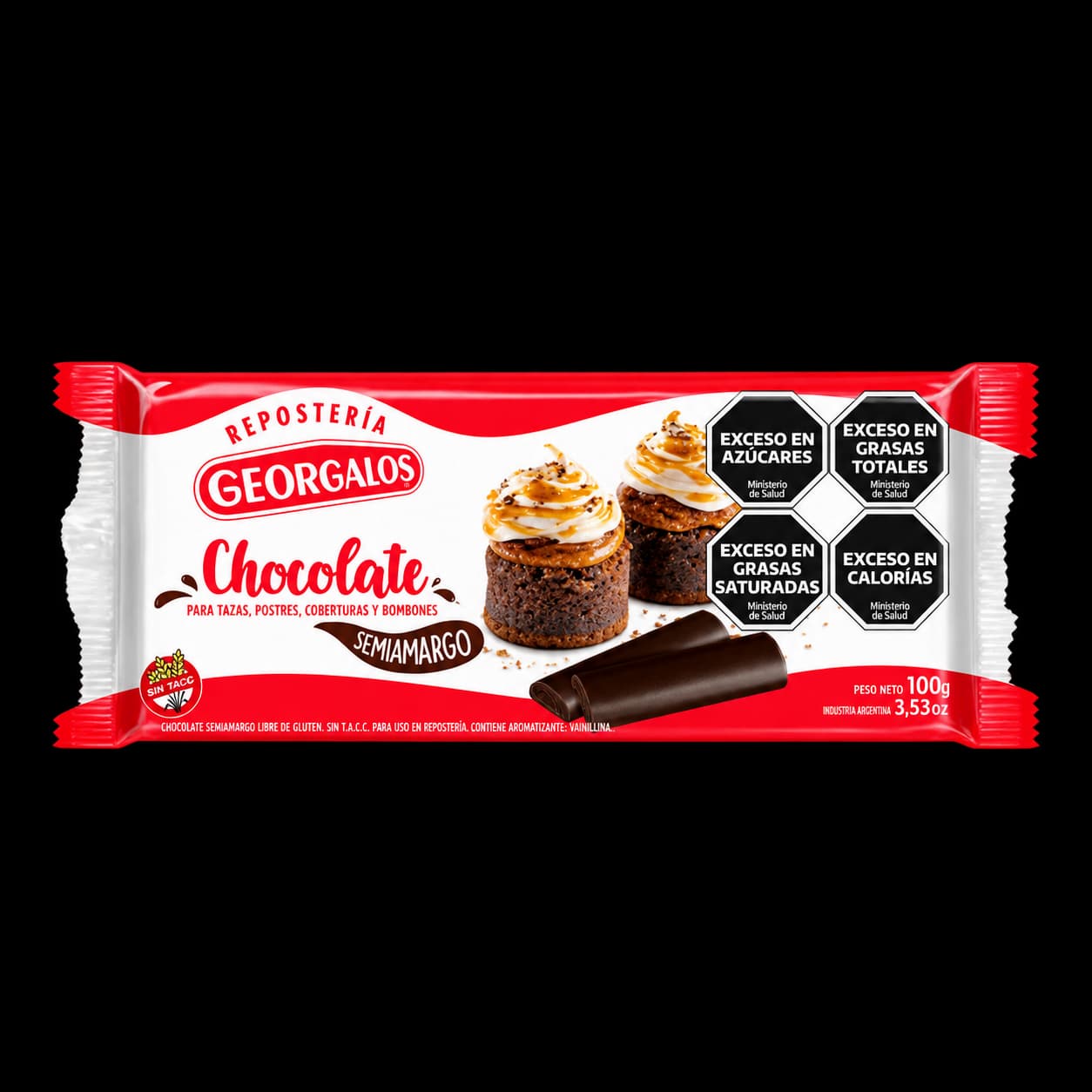 Georgalos Tableta de Chocolate Semiamargo - 100 g, 10 unidades · Display