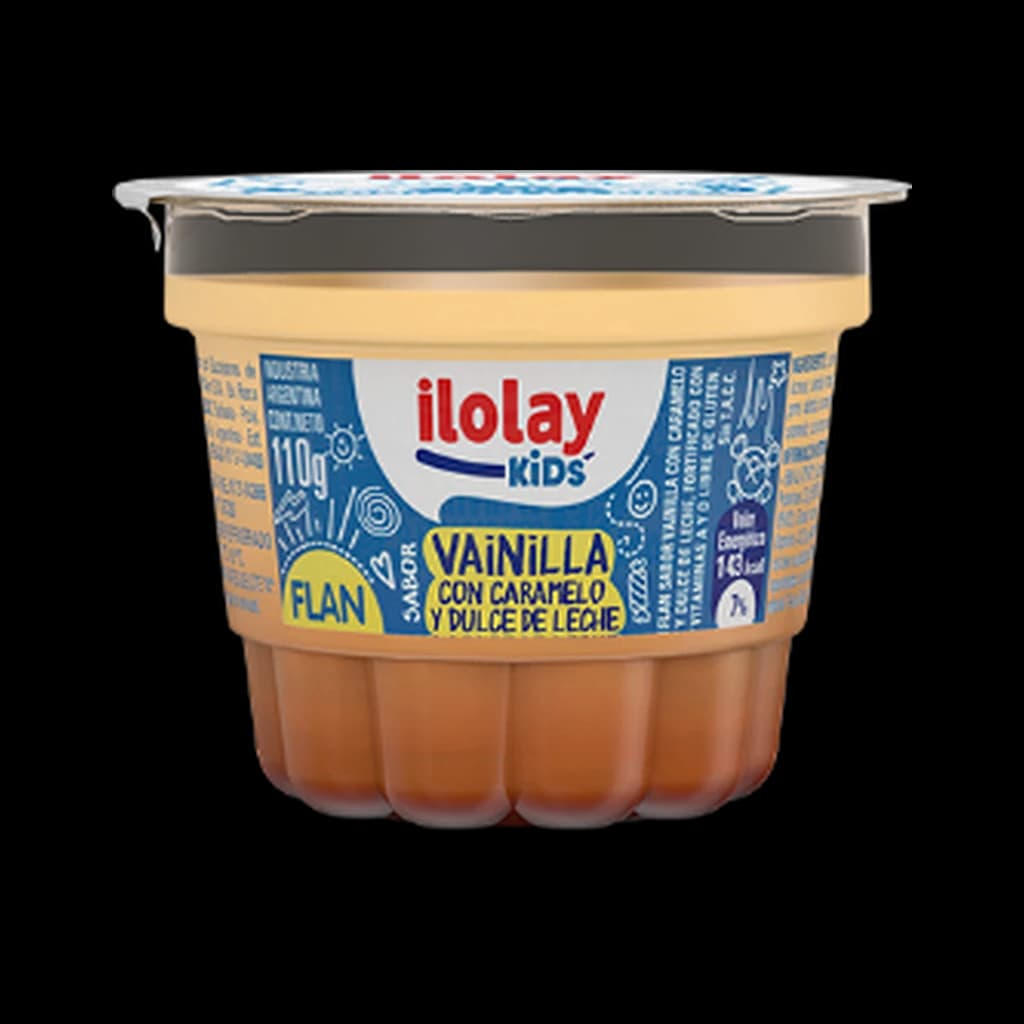 Ilolay Flan Kids Vainilla con Caramelo y Dulce de Leche - 110 g