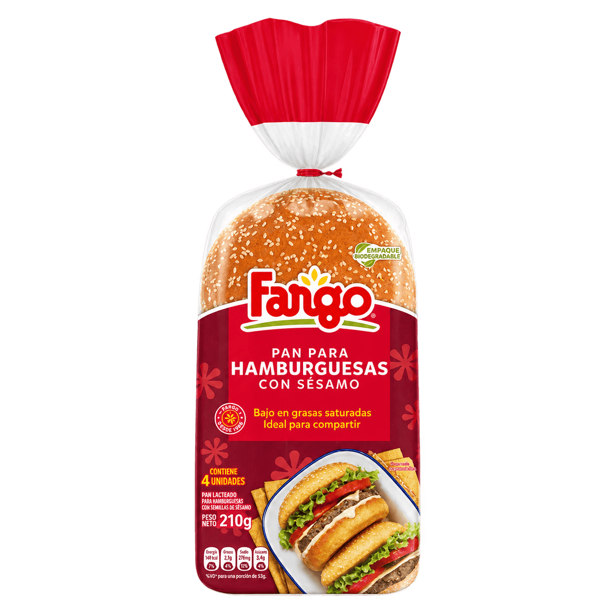 Fargo Pan para Hamburguesas - 210 g · 4 unidades